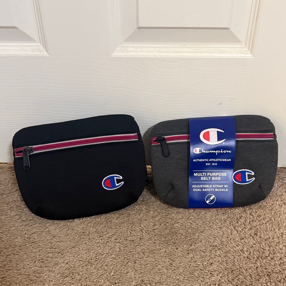 NEW Champion Black and Gray Belt Bags with Red Accents ( set 2)